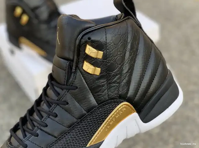 Rep Kickmax Metallic 'Reptile' AO6068-007 Retro Air Jordan Black Gold-White 12 0415